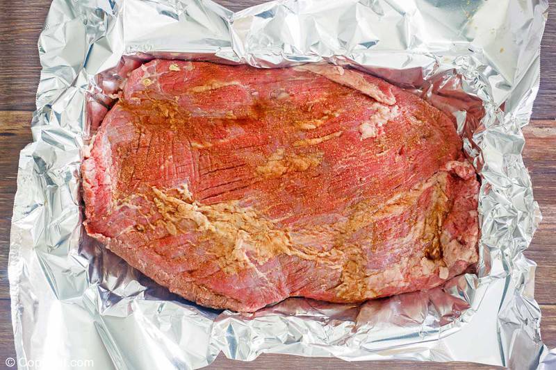 seasoned beef brisket in foil