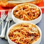 two bowls of spaghetti casserole