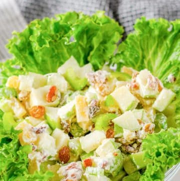 Waldorf Salad in a lettuce-lined bowl