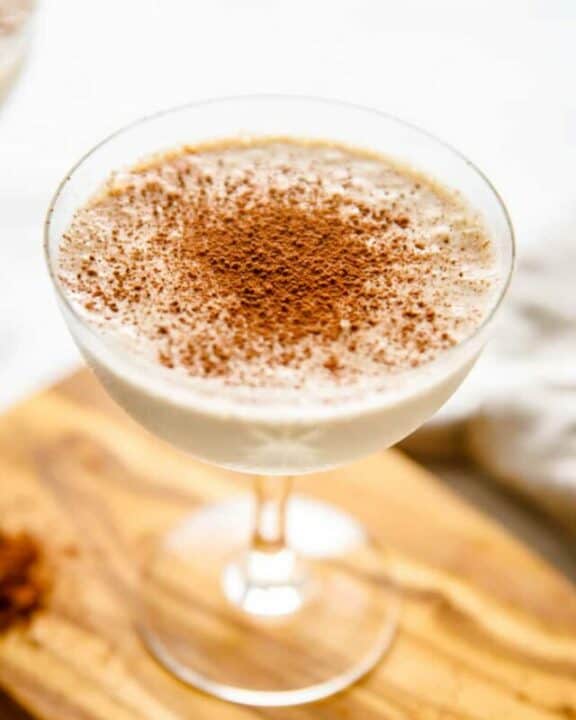 Brandy Alexander made with ice cream in a glass