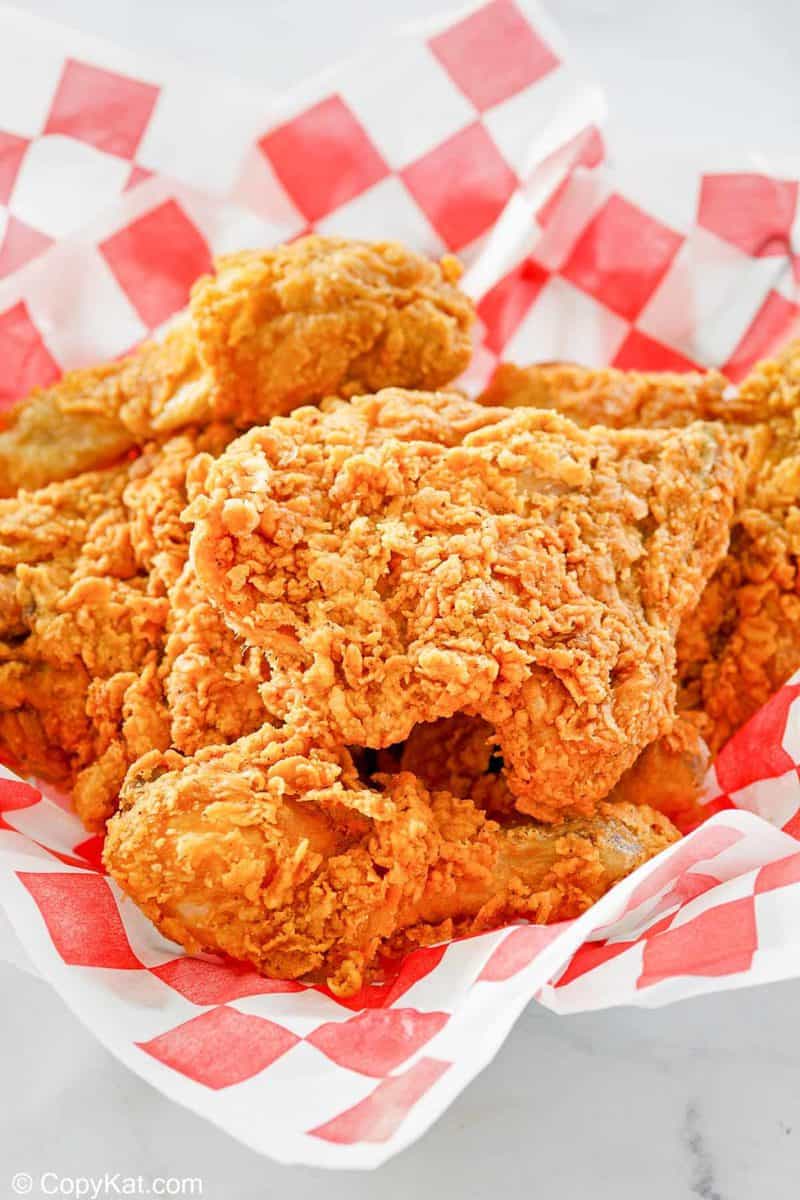 homemade KFC fried chicken in a serving basket