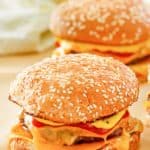 two homemade McDonald's quarter pounder burgers with cheese