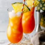 two glasses of homemade Captain Morgan rum punch