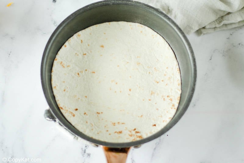 tortilla in a pan