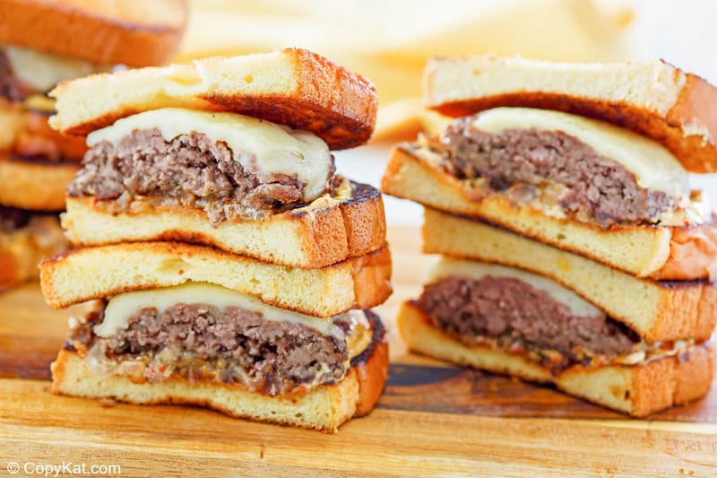 two homemade Whataburger patty melt sandwiches