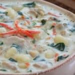 a bowl of creamy chicken gnocchi soup