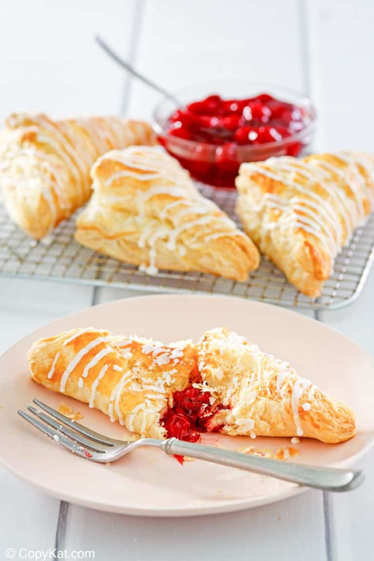 homemade Arby's cherry turnovers with glaze