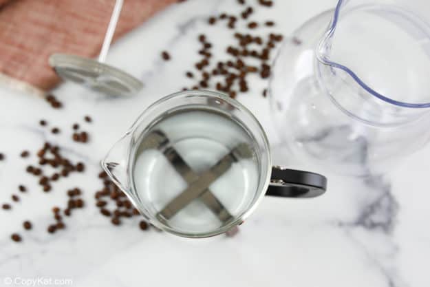 water in a French press.