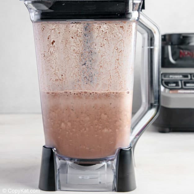 blended frozen hot chocolate in a blender