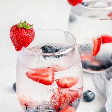 fruit infused water in two glasses.