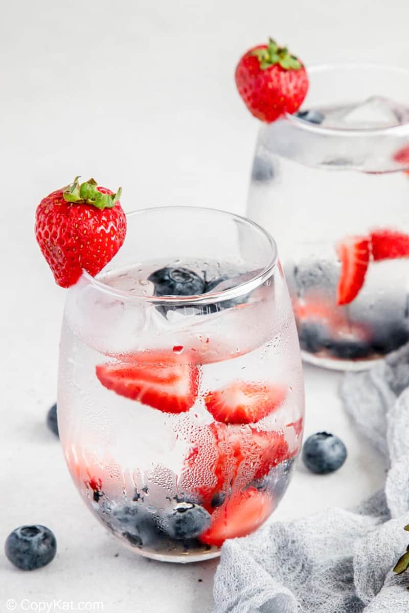 fruit infused water in two glasses.