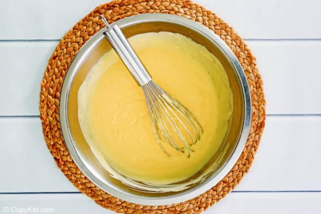 banana cream pie filling in a mixing bowl