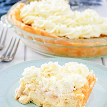 homemade Marie Callender's banana cream pie and bananas