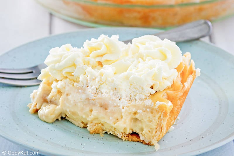 a slice of homemade Marie Callender's banana cream pie