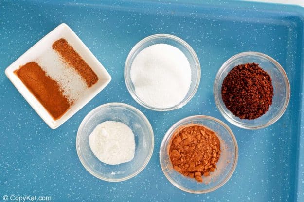 Mexican coffee mix ingredients on a tray