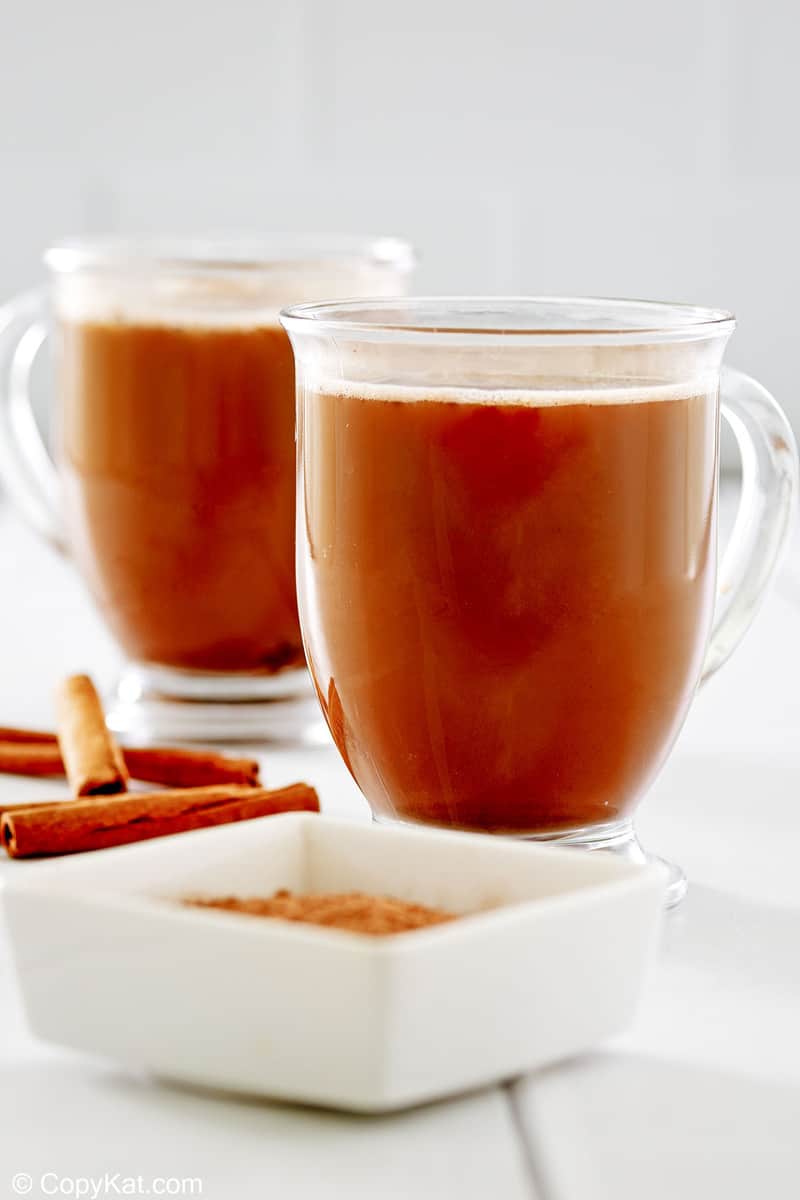 Mexican coffee in two glass mugs