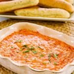 homemade Olive Garden San Remo Seafood Dip and breadsticks