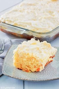 pig pickin cake on a plate and in a baking dish