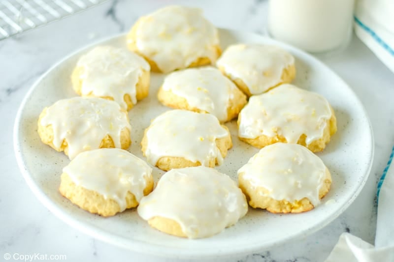 iced pineapple cookies on a large plate