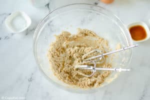 creamed butter and brown sugar in a bowl