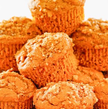 a stack of pumpkin muffins