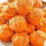 pumpkin muffins on a tray