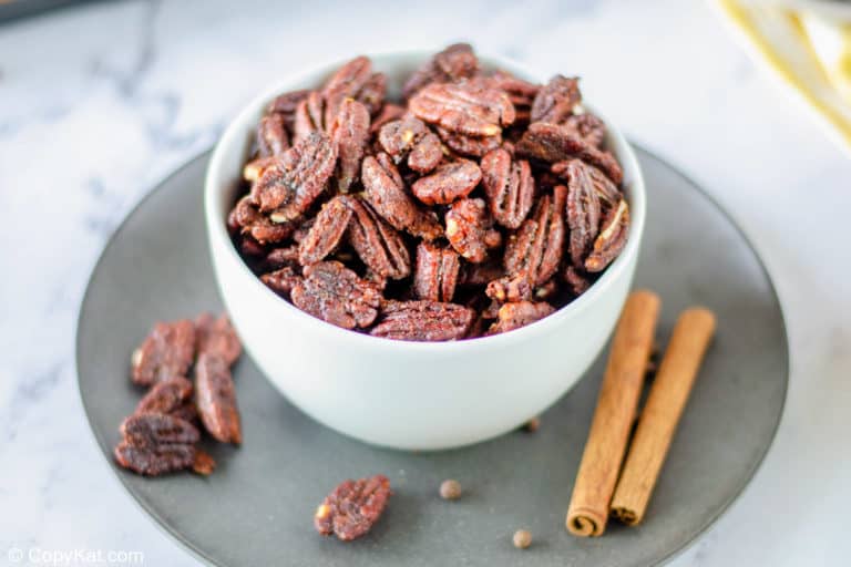 Candied pecans coated in sugar and warming spices.