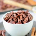spiced pecans in a bowl