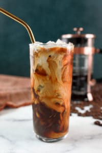 homemade Starbucks vanilla sweet cream cold brew coffee drink.