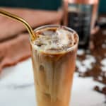 a glass of homemade Starbucks vanilla sweet cream cold brew coffee drink.
