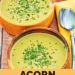 Bowls of creamy soup made with acorn squash.