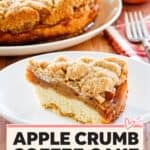 A slice of apple coffee cake with streusel crumb topping.