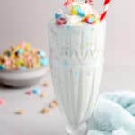homemade Burger King Lucky Charms milkshake and a bowl of the cereal.