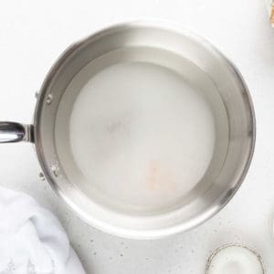 water, sugar, and salt in a pan.