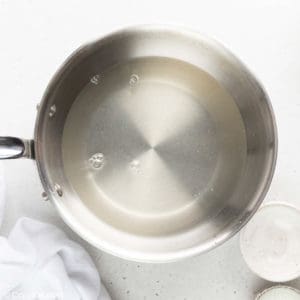 simple syrup in a pan.