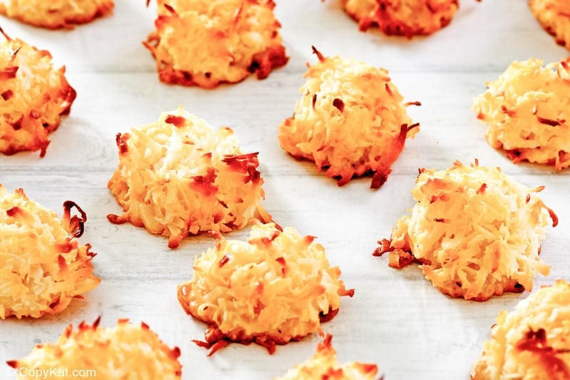 homemade coconut macaroons on parchment paper.