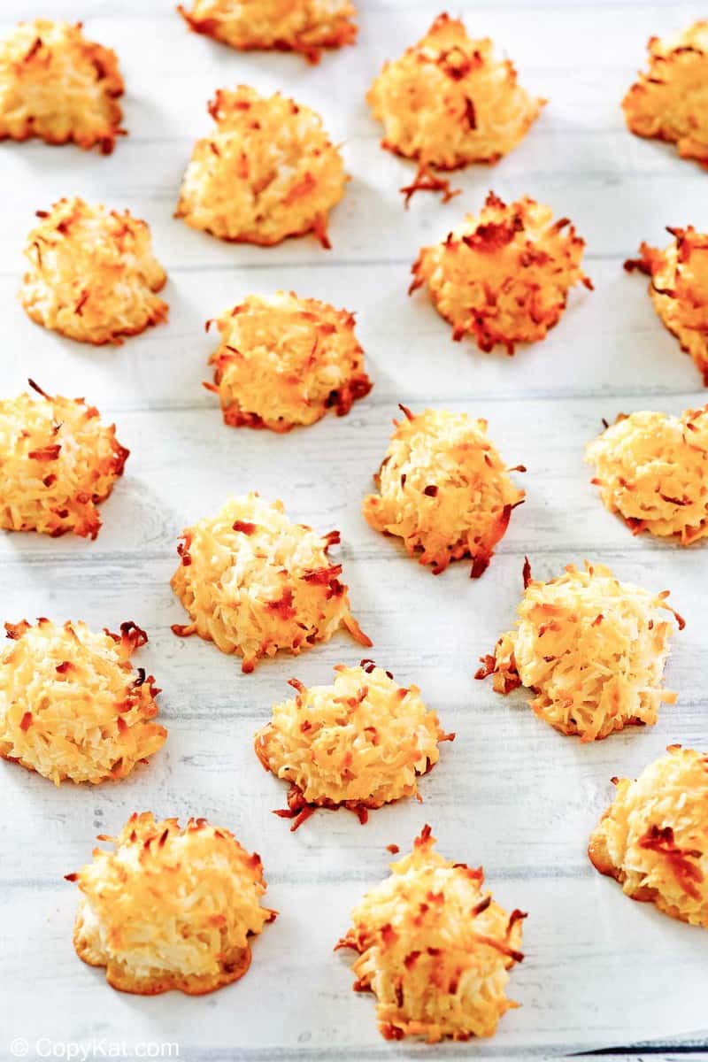 coconut macaroon cookies on parchment paper.