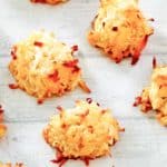 coconut macaroons on parchment paper.