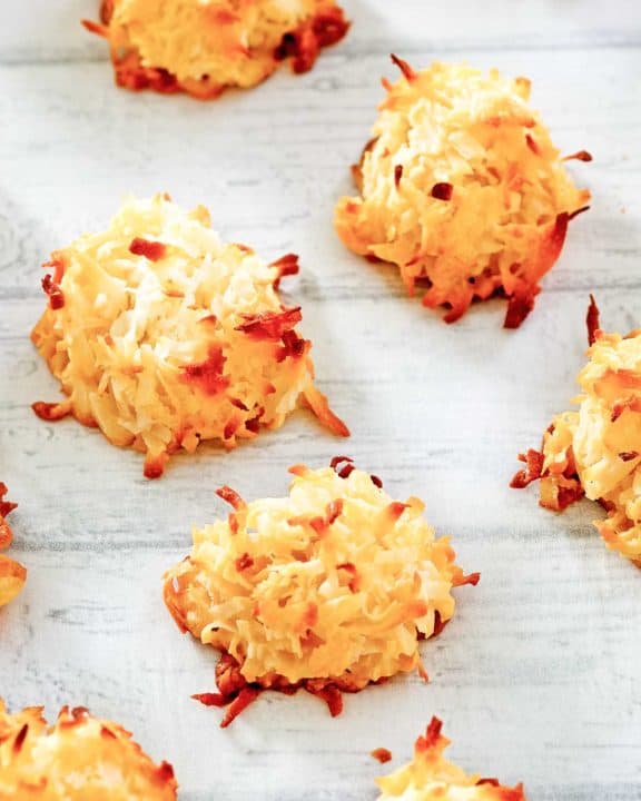coconut macaroons on parchment paper.