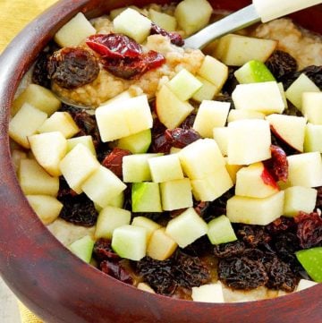 homemade McDonald's Fruit & Maple Oatmeal in a bowl.