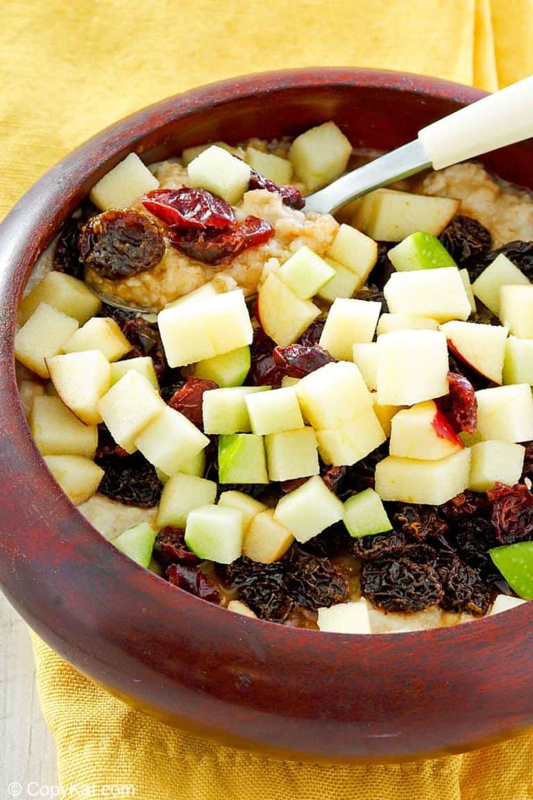 homemade McDonald's Fruit & Maple Oatmeal in a bowl.