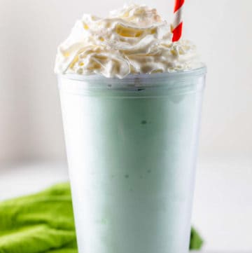 homemade McDonald's shamrock shake with whipped cream.