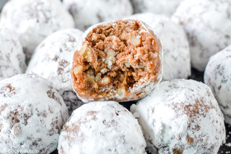 rum balls made with vanilla wafers, chocolate, and nuts.