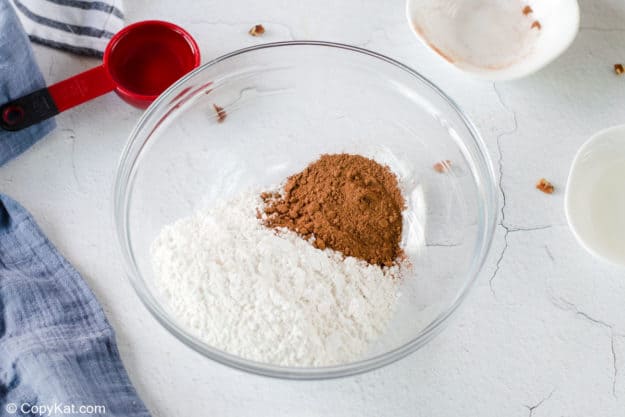 powdered sugar and cocoa powder in a bowl.