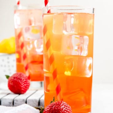 homemade Sonic Strawberry Lemonade in two glasses.