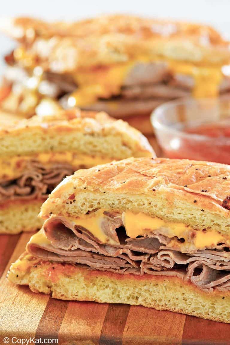 homemade Arby's beef and cheddar sandwiches.