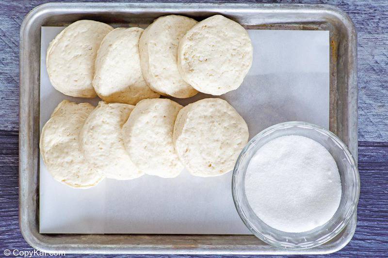 homemade Chinese donuts ingredients on a baking sheet.