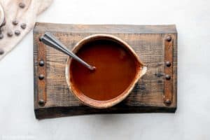 chocolate ganache in a bowl.