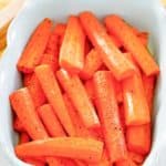 honey roasted carrots in a serving dish.