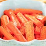 honey roasted glazed carrots in a serving dish.